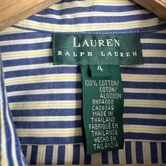 Lauren Ralph Lauren Striped Crest Embroidered Cotton Button Up Shirt 4 - Picture 2 of 7
